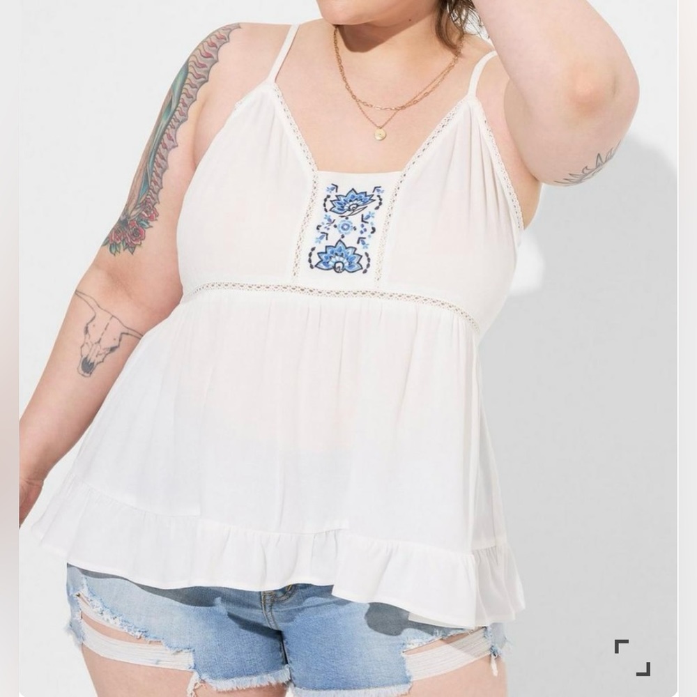 🆕NWT🔖Torrid Challis Embroidered Cami - 3x